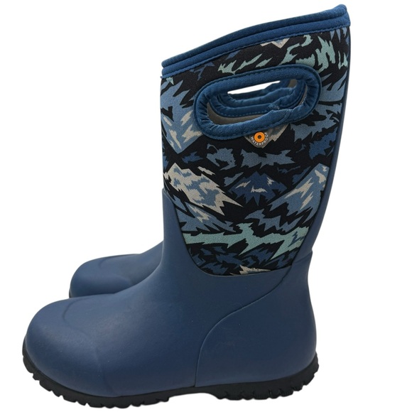 Bogs Kids Blue Patterned Rain Boots - Youth Size 2 - Picture 5 of 10